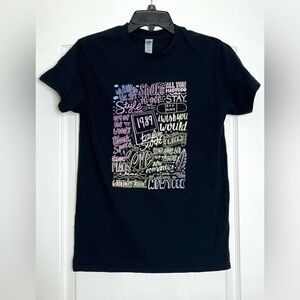 Taylor Swift 1989 Graphic T-Shirt Size S Tracklist Songs Black 100% Cotton